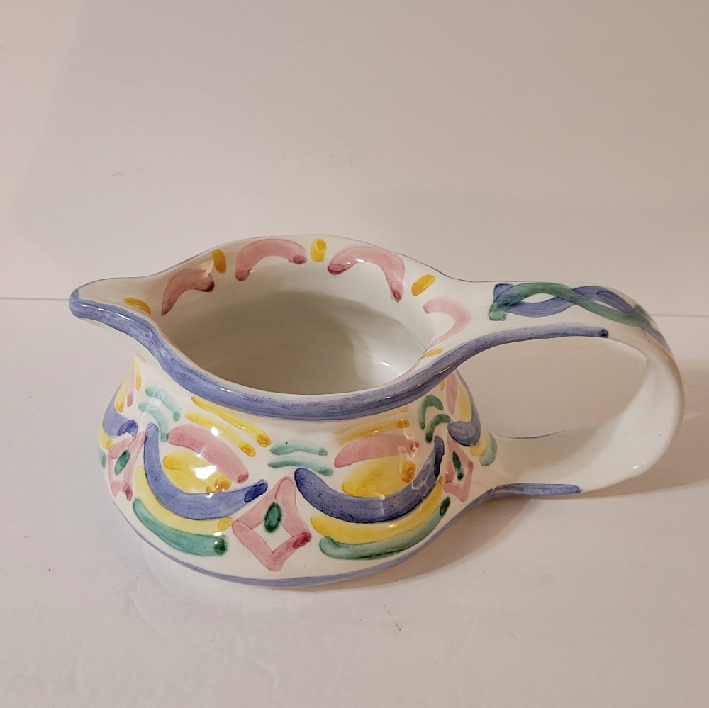 Vietri Hand Made Pottery Gravy Sauce Pitcher 80s Style Italy